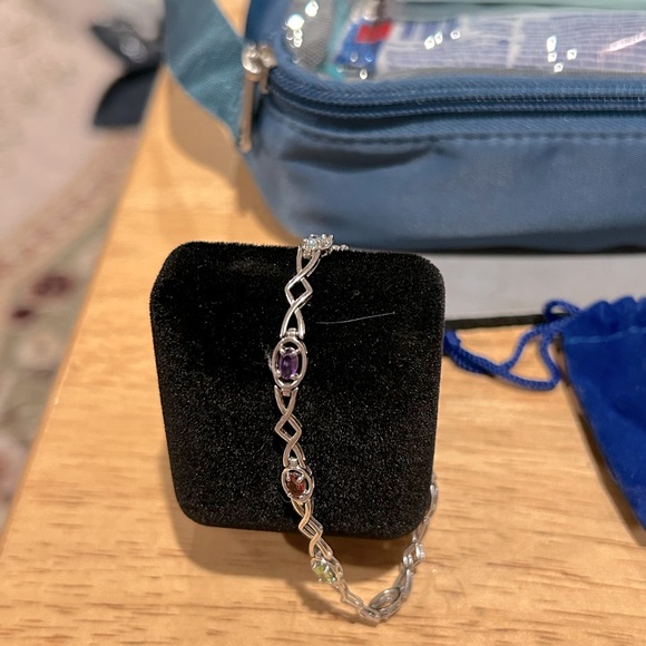 Sterling silver multi birthstone bracelet - Picture 1 of 5